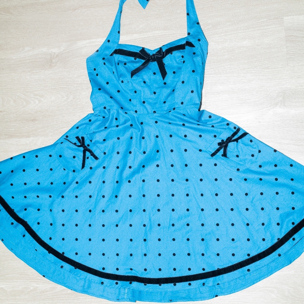 Blue halter pin up style dress